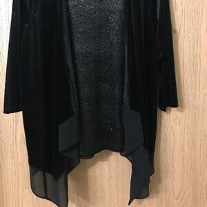 NY COLLECTION WOMEN ONE PIECE SPARKLING TOP W/VELVET/SHEER  JACKET. SZ. 2X